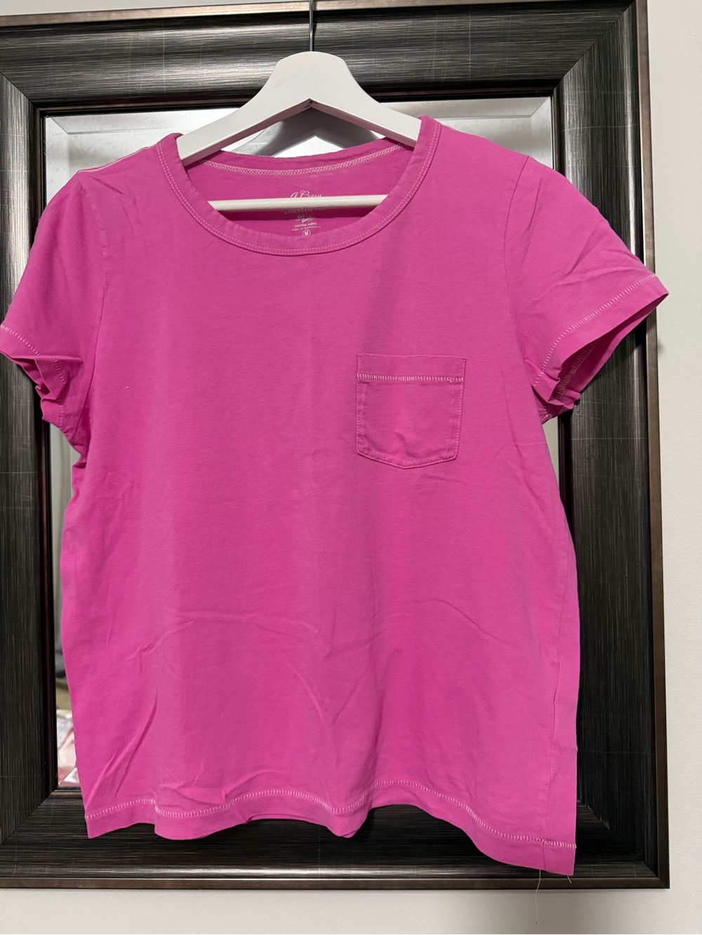 J. Crew Short-Sleeve Crewneck Pocket Tee in Bright Pink